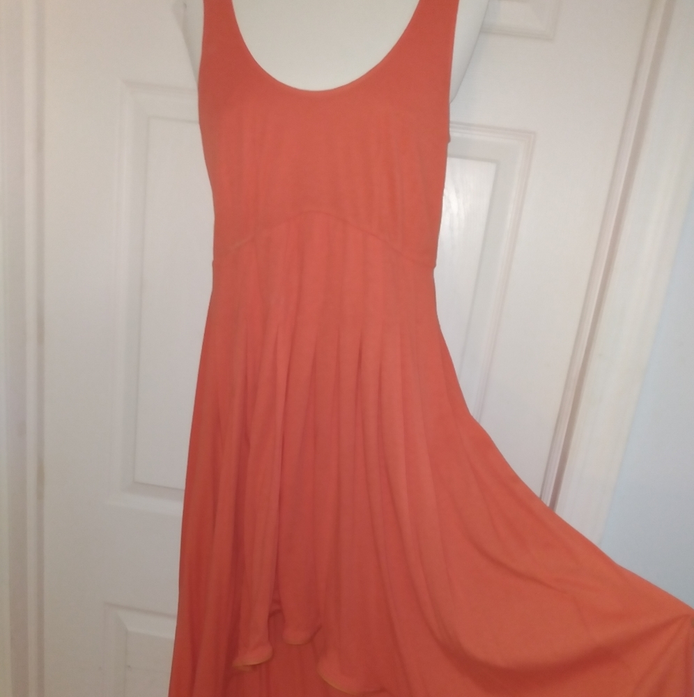 Orange high-low ruffle skirt boutique maxi dress